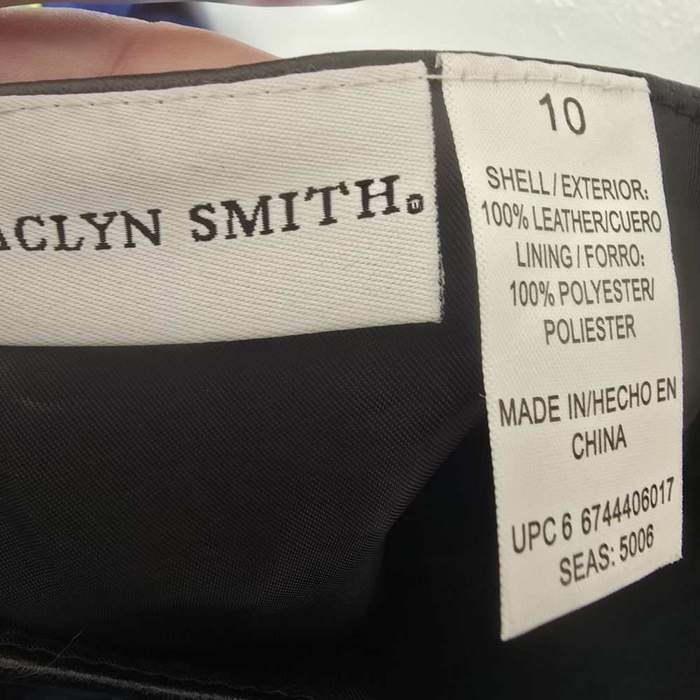 New Jaclyn Smith size 10 100% leather black slit side knee length skirt - Picture 8 of 9